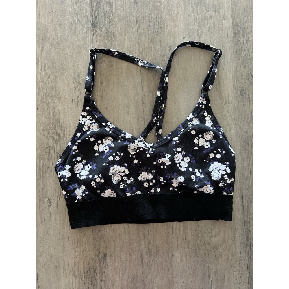 Victoria Secret Pink Ultimate Sport Bra Size XS Black Floral